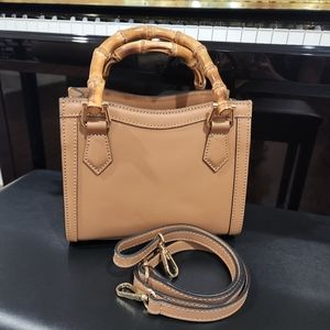Bamboo handle small satchel